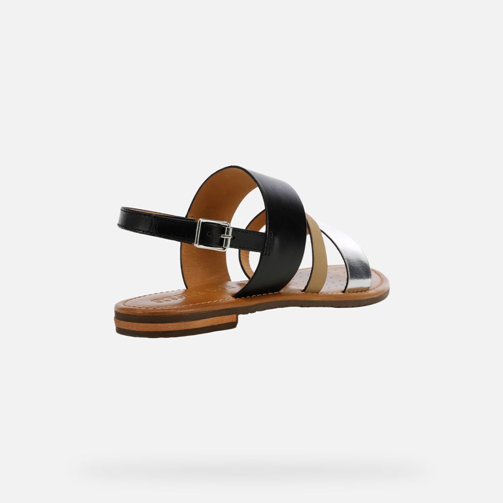 Geox Bayan Sandalet Siyah/Gümüş - Sozy - ZRU-532170